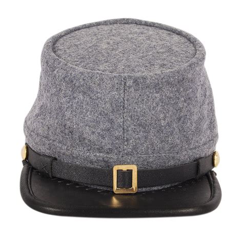 Civil War Kepi Us Civil War Grey Confederate Plain Leather Peak Kepi