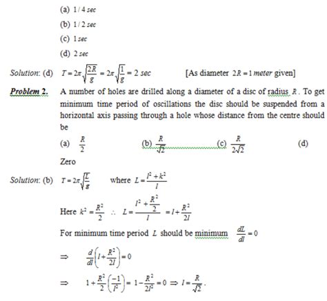 Formula For Time Period of Compound Pendulum with solved examples