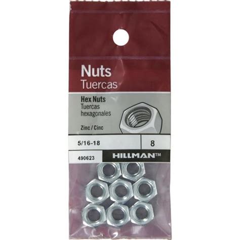 Hillman In X Zinc Plated Steel Hex Nut Count In The Hex