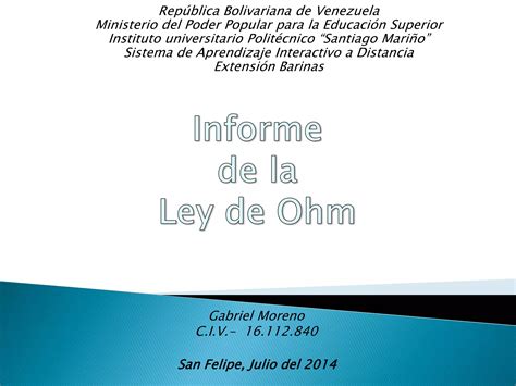 Informe Ley De Ohm Ppt