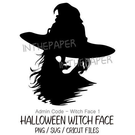 Halloween Witch Face | SVG, PNG, Black silhouette, line art, - Inspire Uplift