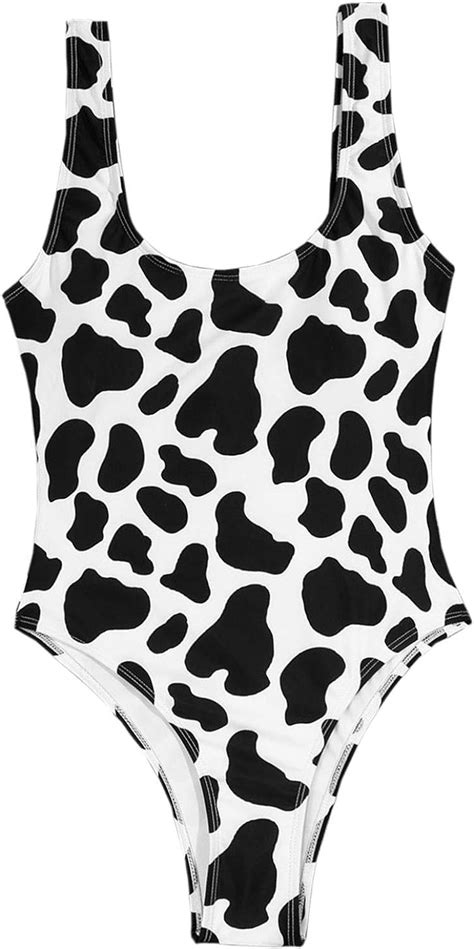 Zhifengmaoyi Women Sexy Casual U Neck Vest Open Back Cow Print One