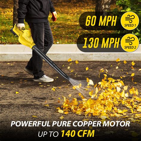 Cordless Leaf Blower Battery Powered Electric Small Blower With 2 Batteries 20v 140 Cfm