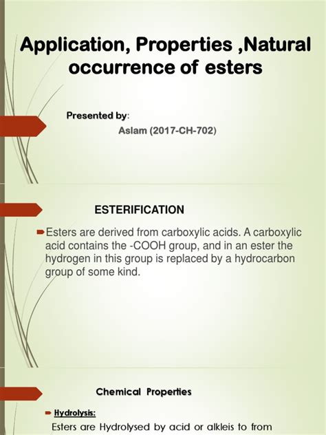 Applications of Esterification | PDF | Ester | Chemical Substances