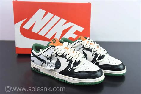 Custom Nike Dunk Low ‘hold Me Tight White Black Green Solesnk