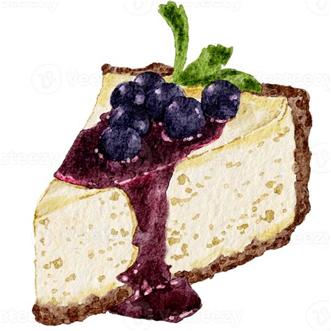 Blueberry Cheesecake Watercolor Png