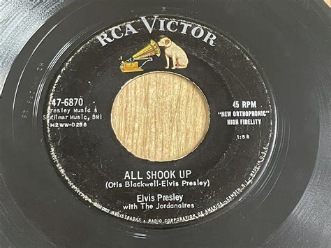 Elvis Presley 45 Record ALL SHOOK UP 1957 RCA Victor Values MAVIN