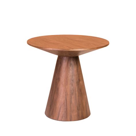 Wesley 43 Round White Side Table American Walnut