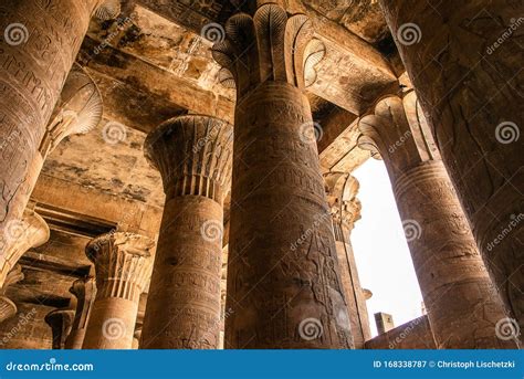 Ruins And Hieroglyphs In The Famous Temple Of Kom Ombo In Egypt On Nile