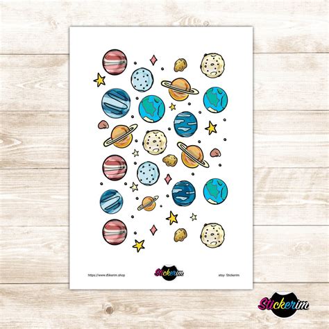 Printable Doodle Space Galaxy Stickers Planner Stickers Bullet Journal Stickers Stickers