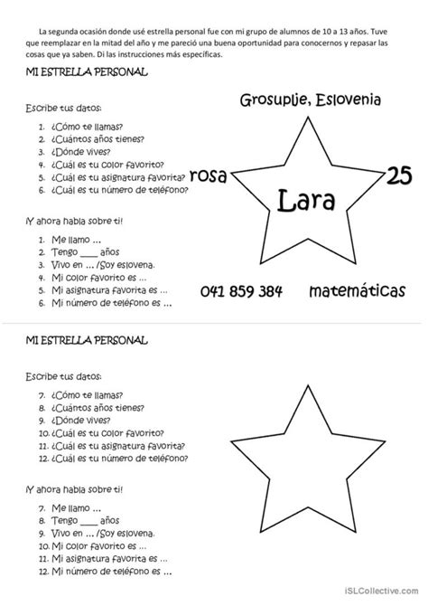 Estrella Personal Rompehielos Espa Ol Ele Hojas De Trabajo Pdf Doc