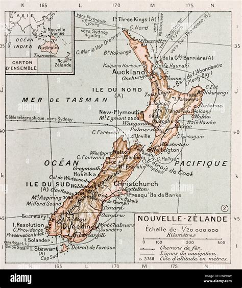 New Zealand old map Stock Photo - Alamy