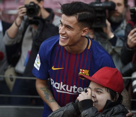 Philippe Coutinho Presentation Camp Nou Stadium Barcelona Spain