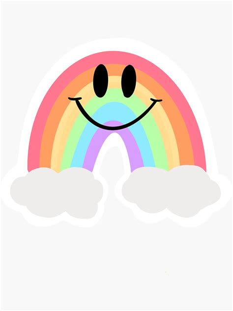 Happy Pastel Rainbow Smiley Face Sticker For Sale By Eliseholb