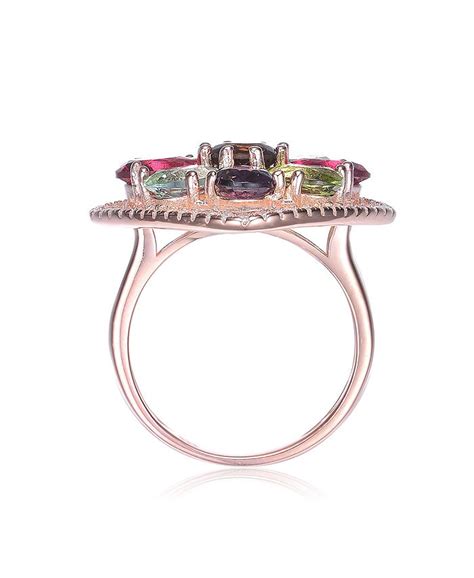 Genevive Sterling Silver 18k Rose Gold Plated Multi Color Cubic