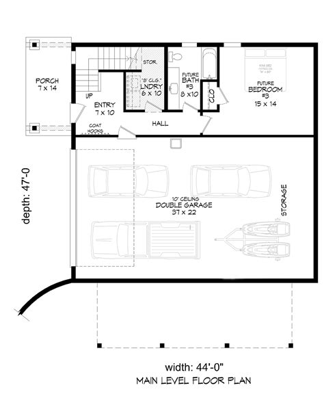 Garage Living Plan 81707 Modern Style With 2308 Sq Ft 3 Bed 3