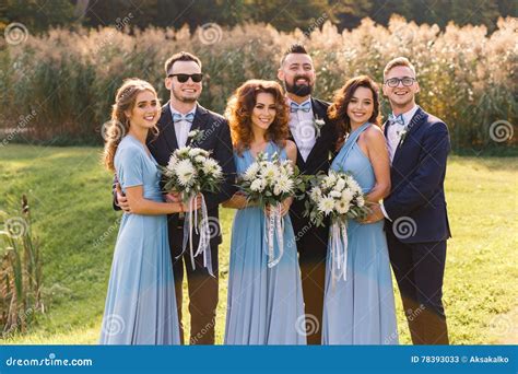 Groomsmen And Bridesmaids Stock Image Image Of Handsome 78393033