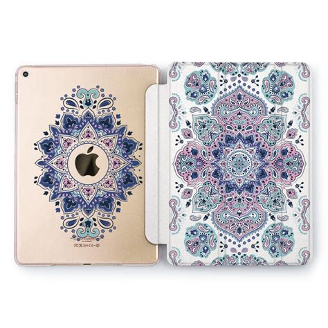 Чехол книжка, обложка для Apple iPad эпл айпад (Синий орнамент) Air эир ...