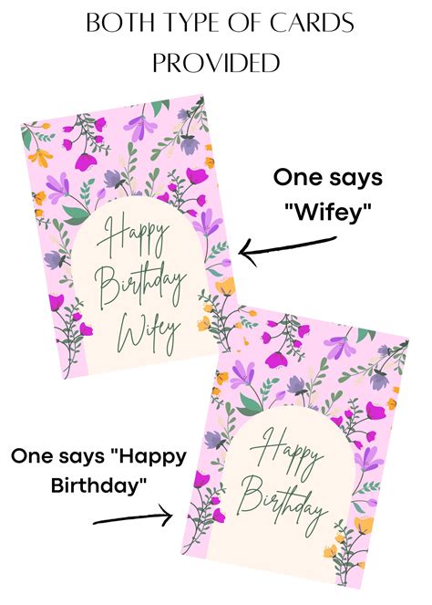 Beautiful Happy Birthday Wife Card Floral Design For Birthday Card Colorful Printable Card