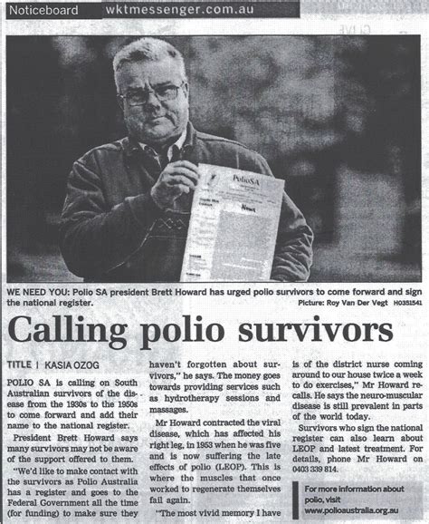 “calling Polio Survivors” Weekly Times Messenger Polio Australia