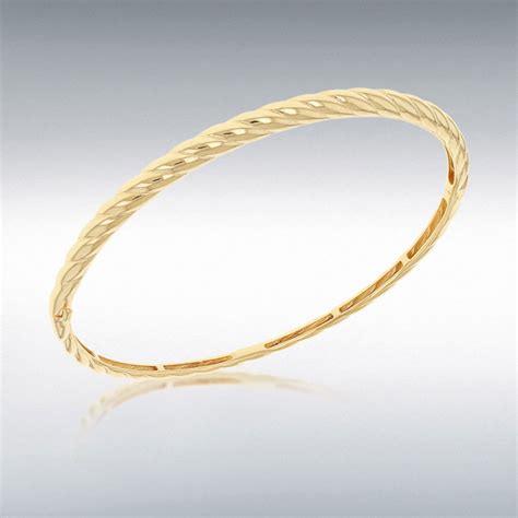 Ct Gold Oval Hinged Graduated Twist Design Bangle Tb Mitchell