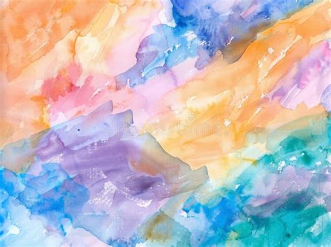 Bright Abstract Watercolor Painting With Colorful Brush Strokes Stock