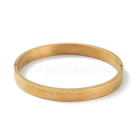 Wholesale Ion Plating Ip Stainless Steel Grooved Heart Bangles