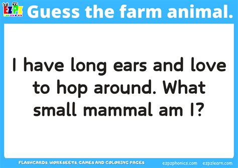 Farm Animals Guessing Game Read The Clues And Then Guess The Animal