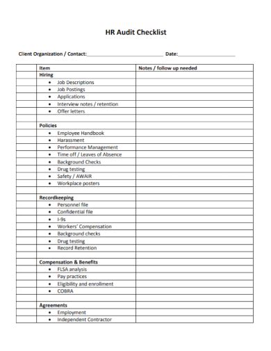 Hr Audit Checklist Template Prntbl Concejomunicipaldechinu Gov Co