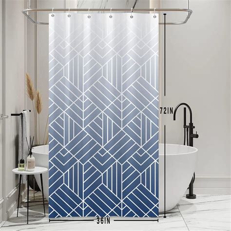 Amazon Yeele Navy Blue White Stall Shower Curtain Modern Single