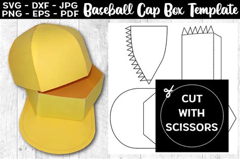 Baseball Cap Box Template Svg Baseball Cap Favor Box Eps Box Template