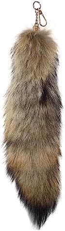 LIANXUE Hot Large Fox Tail Fur Tassel Bag Tag Keychain Strap Chain New As The Pictures Shown