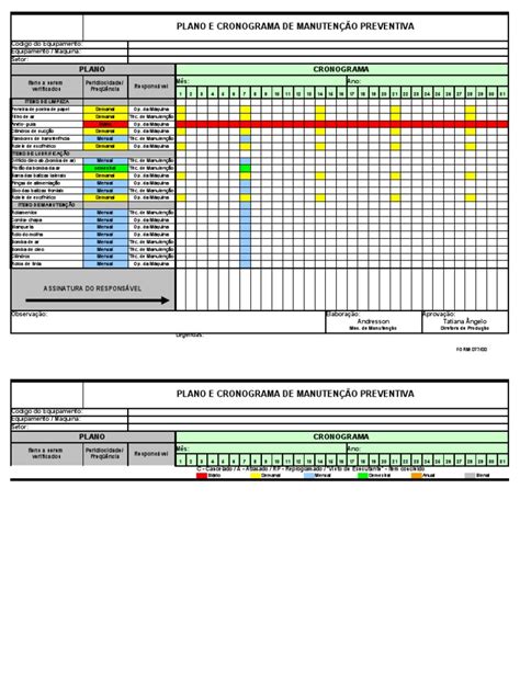 Plano E Cronograma De Manuten Ao Preventiva