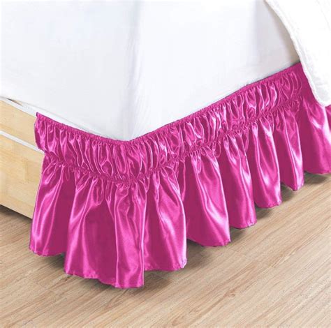 1 Piece Wrap Around Satin Bed Skirt Queen King Full Twin