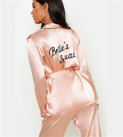 Buy Boohoo Brides Squad Wrap Front Pajama Set In Rose Gold 6thstreet Uae