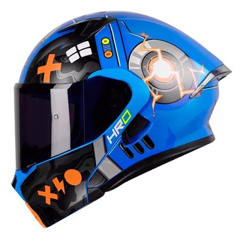 Casco Abatible De Moto Hro Dv Azul Certificado Dot