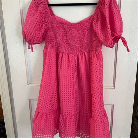 Entro Lorelei Puff Sleeve Mini Dress Hot Pink Nwt Gem