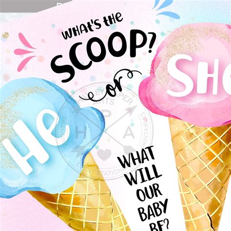 Ice Cream Gender Reveal Whats The Scoop Girl Or Boy Baby Etsy