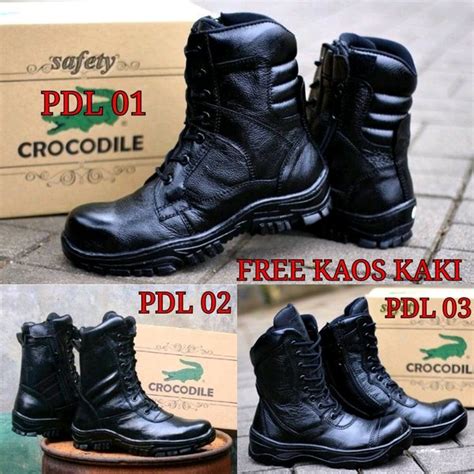 Jual Sepatu PDL Pria Militer Army Boots Safety Ujung Besi Crocodile