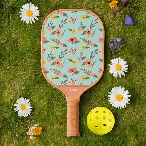 Vintage Girly Colourful Wildflower Personalized Pickleball Paddle Zazzle