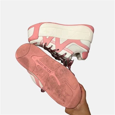Naked Wolfe White And Pink Platform Slider Trainers Depop