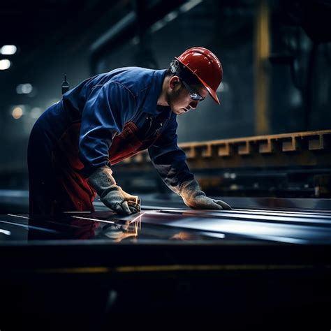 Premium Photo Worker At Metal Sheet Profiling Factory