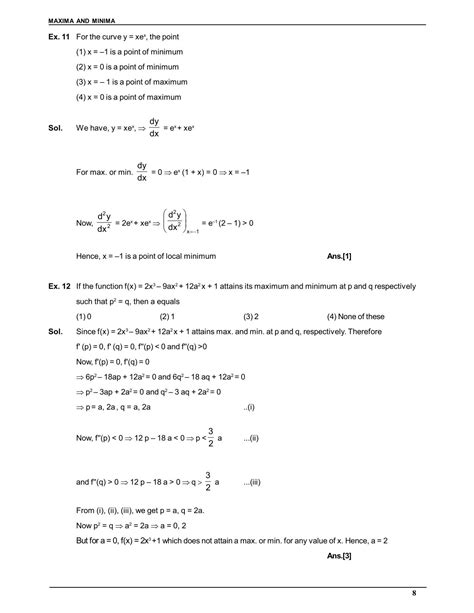 Maxima And Minima Notes Class Iit Jee