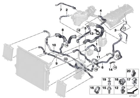 Cooling System Coolant Hoses 2017 Bmw 340i Sedan F30