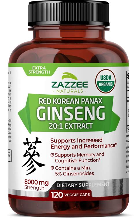 Amazon Zazzee USDA Orgánico Rojo Coreano Panax Ginseng 20 1