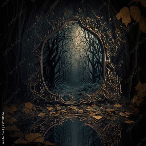 Mystical gothic mirror, dark gloomy background with fantasy mirror ...