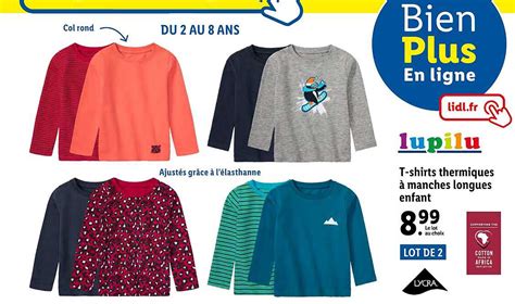 Promo T shirts Thermiques à Manches Longues Enfant Lupilu chez Lidl