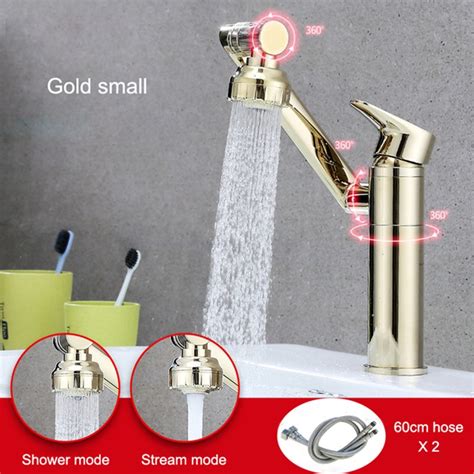 Firte Bathroom Basin Faucet Solid Brass Luxury Gold Kitchen Sink Tap Dual Mode Cold Hot Water