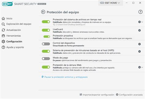 Protección Del Ordenador Eset Smart Security Premium Ayuda En Línea