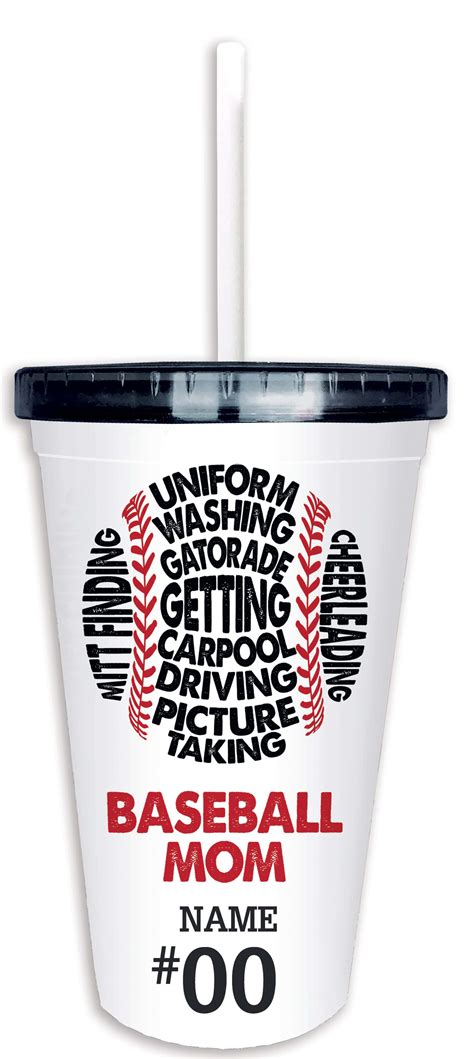 Baseball Mom Laces 16oz Cup with Straw - Moms For Sports | Custom